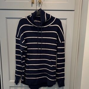 Carve Designs Navy and White Striped Turtleneck Sweater